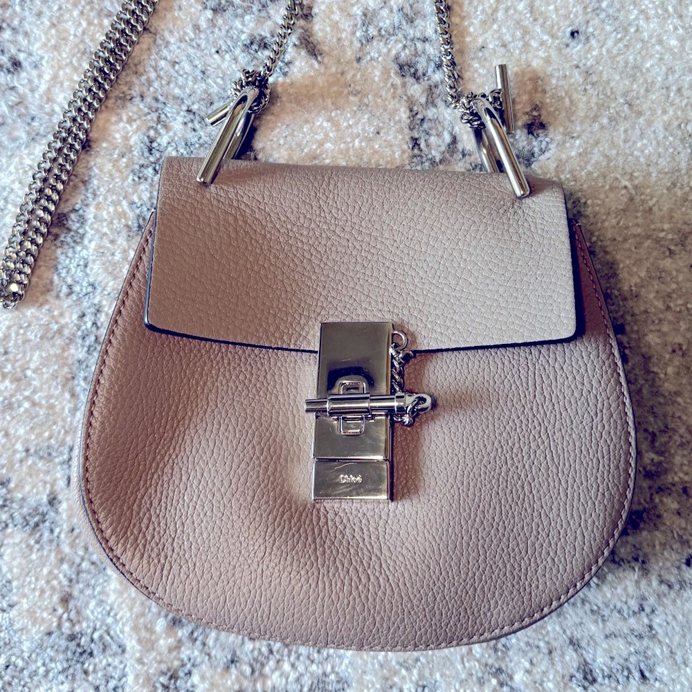 Chloe Grained Lambskin Drew Shoulder Gray Bag